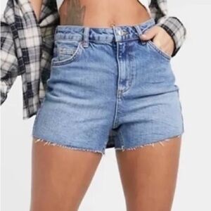 Topshop Moto Mom Shorts Denim Women's Jean Shorts Cutoff Frayed hem